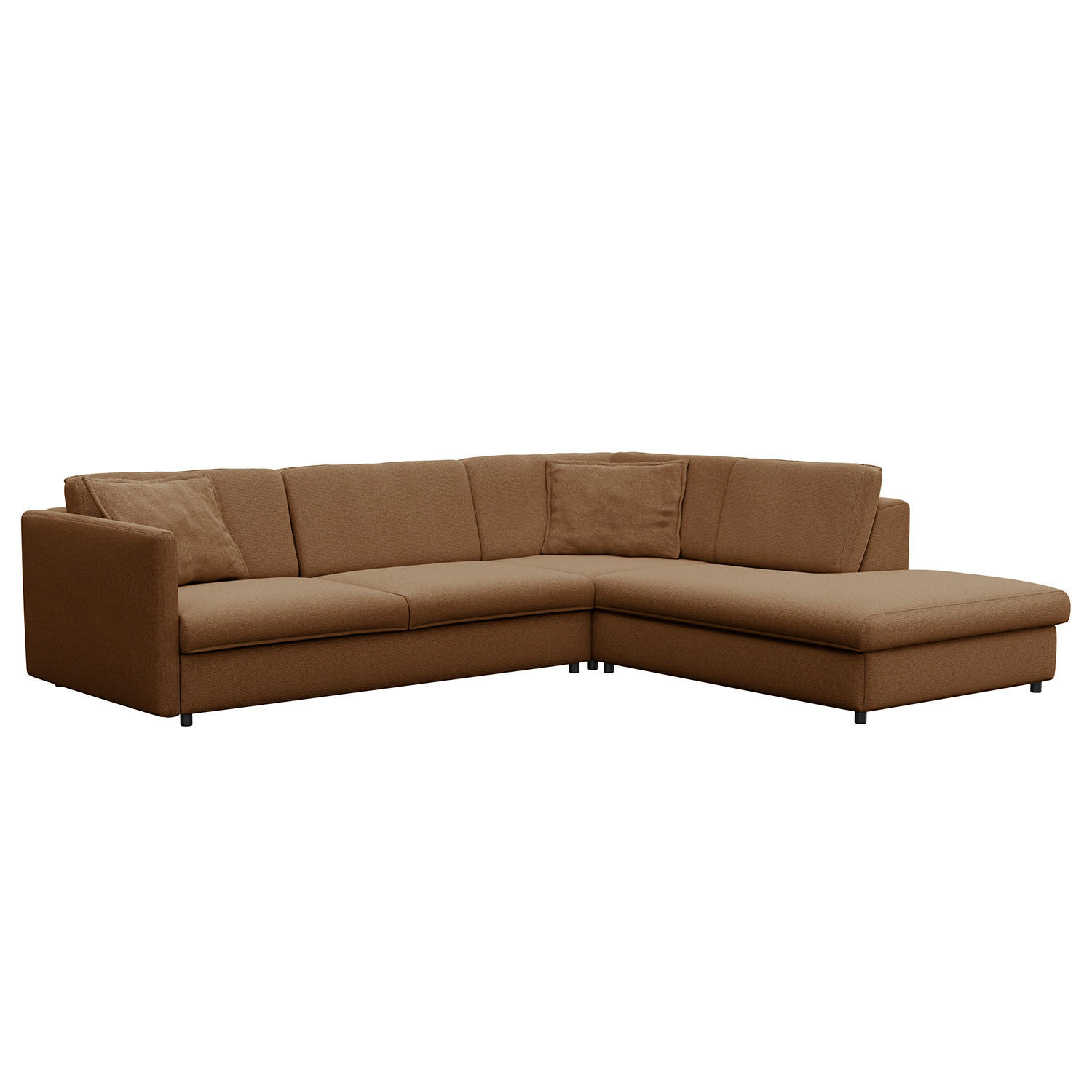 ECKSOFA mit Ottomane - Schwarz/Haselnussfarben, Kunststoff/Textil (328/272cm) - home24