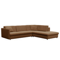 ECKSOFA mit Ottomane - Schwarz/Haselnussfarben, Kunststoff/Textil (328/272cm) - home24