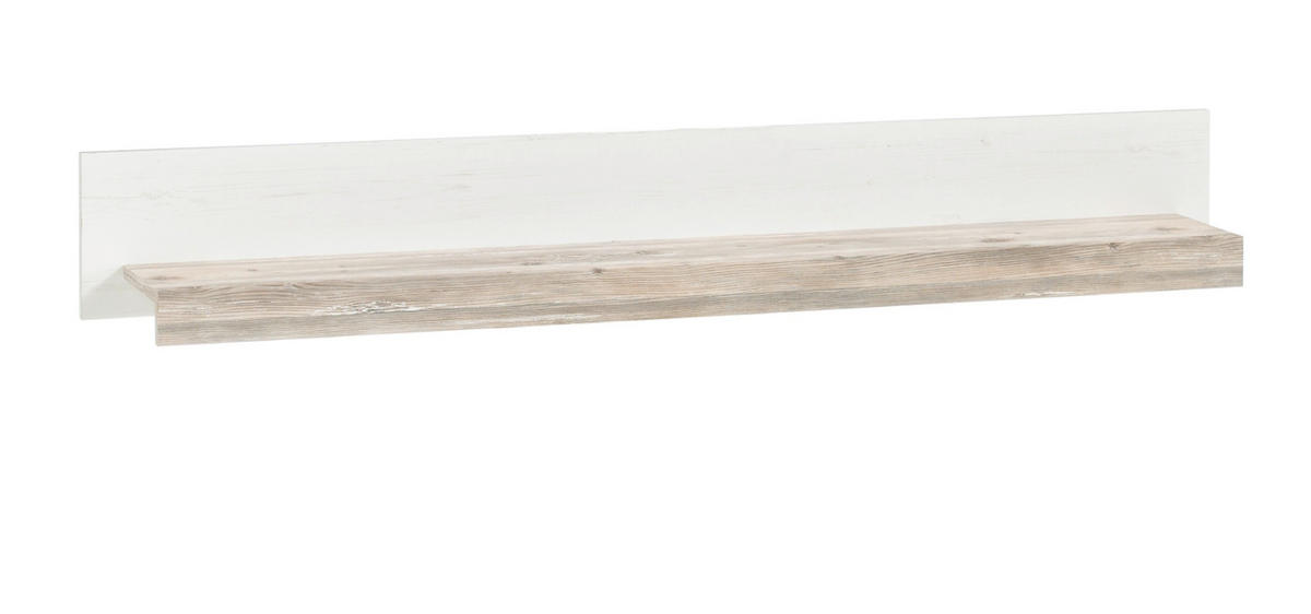 WANDBOARD Pinie weiß, Oslo Pinie Landhaus, Wandregal, 150 x 20 cm - Weiß/Pinienfarben, Holzwerkstoff (150/20/20cm) - Furn.Design