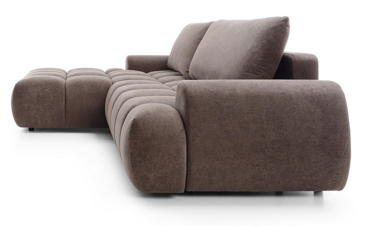 ECKSOFA 280 cm Valerio mit Bettkasten, 280 cm, Links, Schlaffunktion, Braun - Braun, Holz (280/177cm) - Emporius