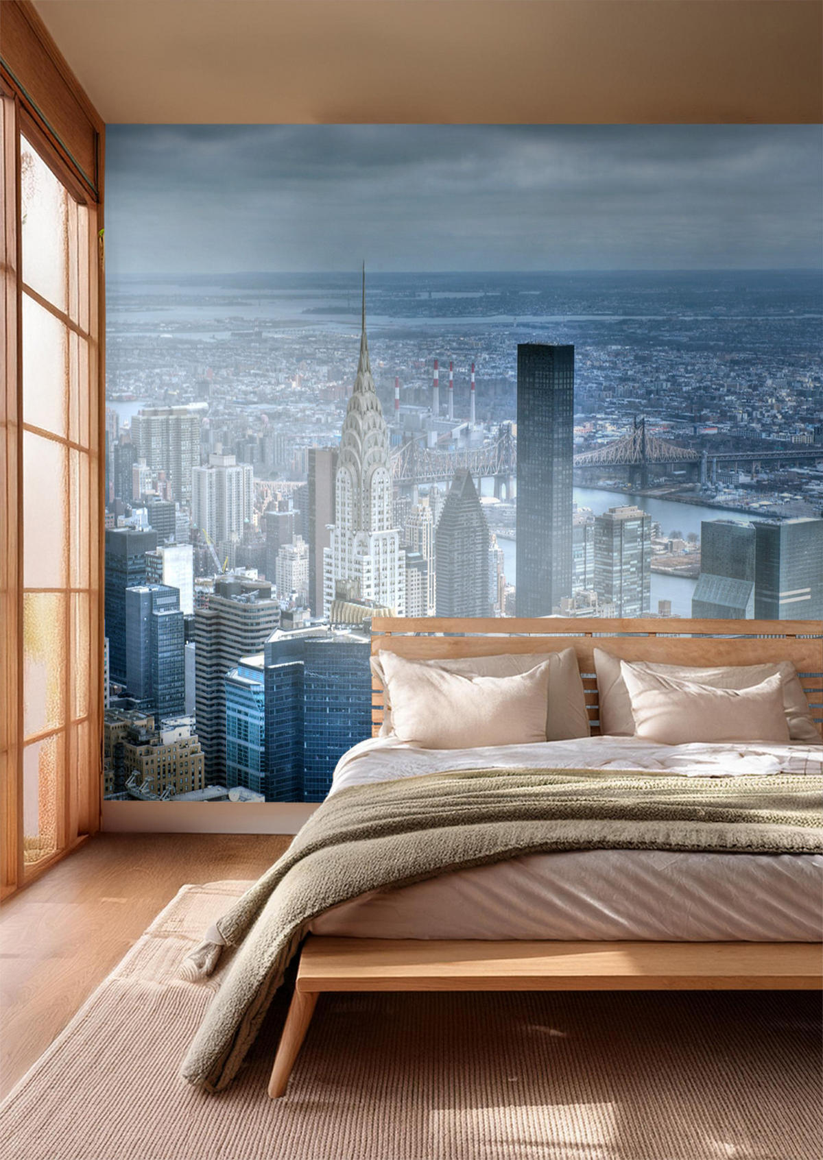 FOTOTAPETE Stadtblick 375 x 270 cm - Blau, Papier (375/270cm) - Sanders & Sanders