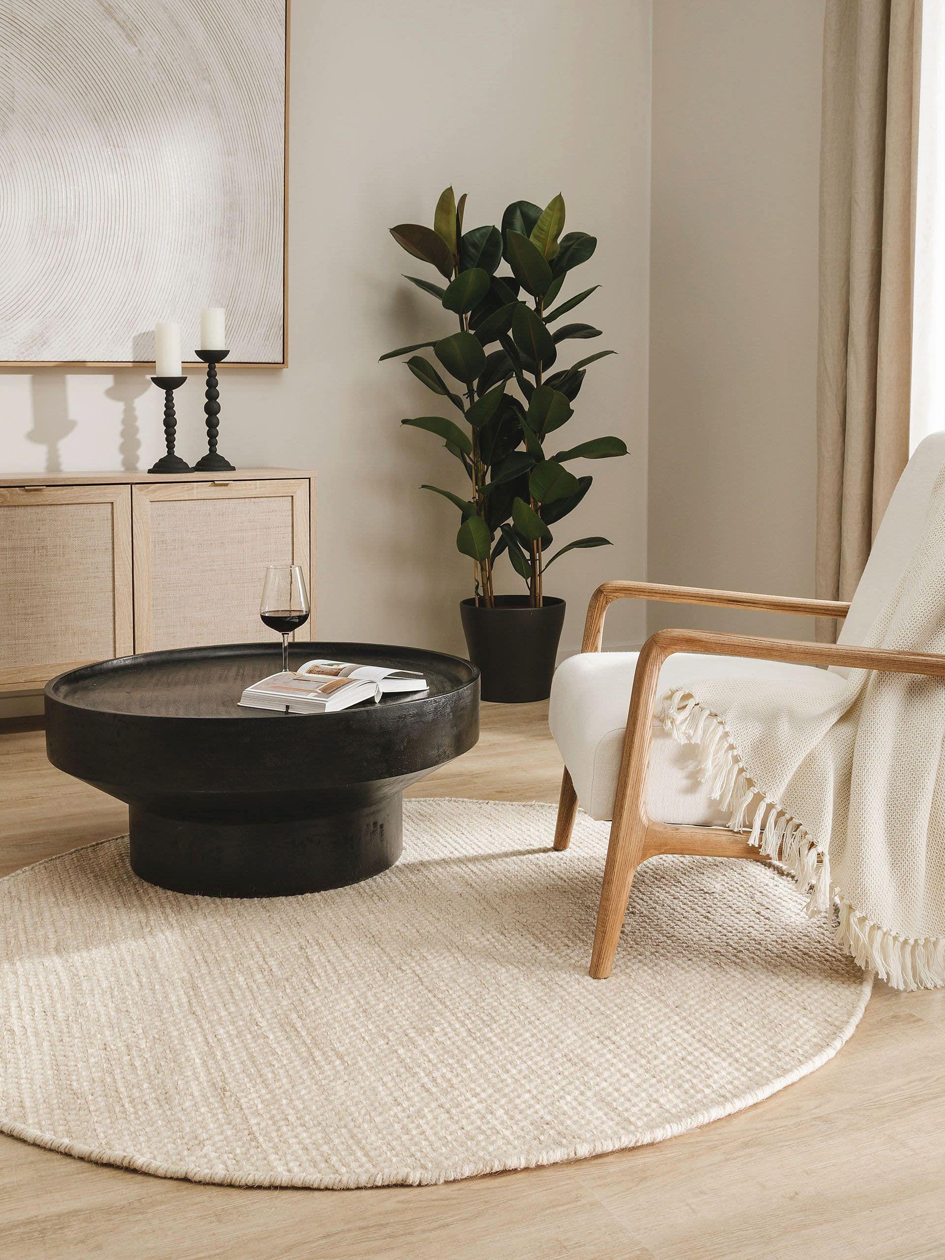 WOLLTEPPICH Rocco Cream ø 200 cm rund - Creme, Textil (200/200cm) - benuta Pure