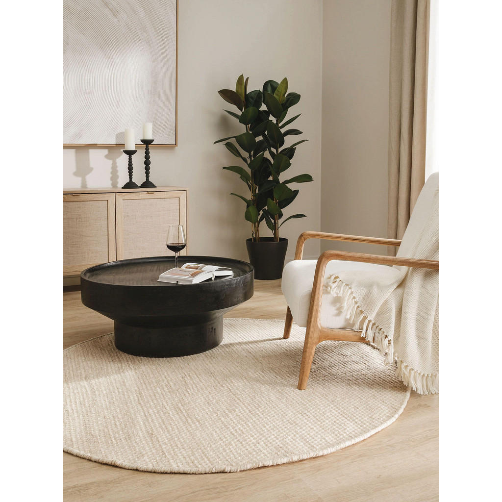 Thumbnail - benuta Pure Wollteppich, Creme, Textil, Rund, 100x100 cm, pflegeleicht, Teppiche & Böden, Teppiche, Naturteppiche