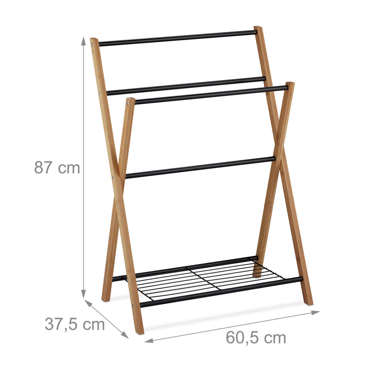 HANDTUCHHALTER - Multicolor, Holz/Metall (60.5/87/37.5cm) - Relaxdays