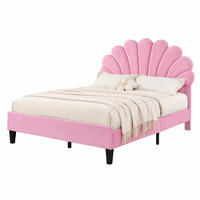BETT mit Blumenkopfteil und Lattenrost 140x200 cm Samt Pink - Pink, Metall (140/200cm) - Beauniv
