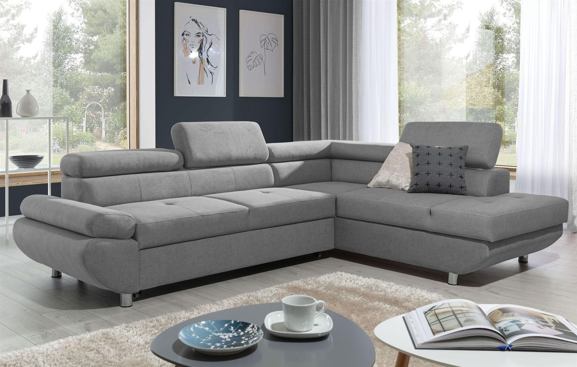 ECKSOFA Schlafsofa Panos In Esito - Grau, Holzwerkstoff/Textil (210/275cm) - Fun Möbel