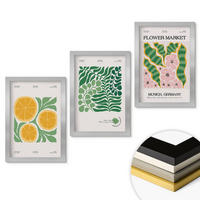 WANDBILDER 3er Set - 20x30 cm Silberner Rahmen - Pastellfarbene Frucht- und Pflanzenmotive - Silberfarben, Kunststoff (20/30cm) - ArtPrintCave