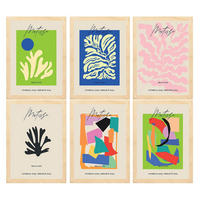 POSTER Set Mit 6 Illustrationen Von Henri Matisse A3 Rahmen Aus Hellem Holz - Beige, Papier (29/3cm) - Nacnic