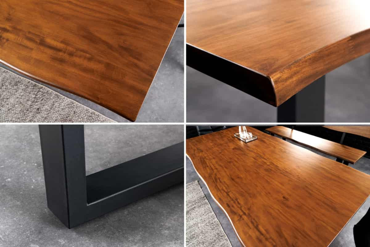 ESSTISCH GENESIS Akazie Braun 200cm - Schwarz/Braun, Holz/Metall (100/200/76cm) - riess-ambiente