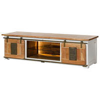 TV-BOARD Mango / Altholz 180x55x50 weiß lackiert RAILWAY LUX #530 - Weiß, Holz (180/50/55cm) - Massivmoebel24