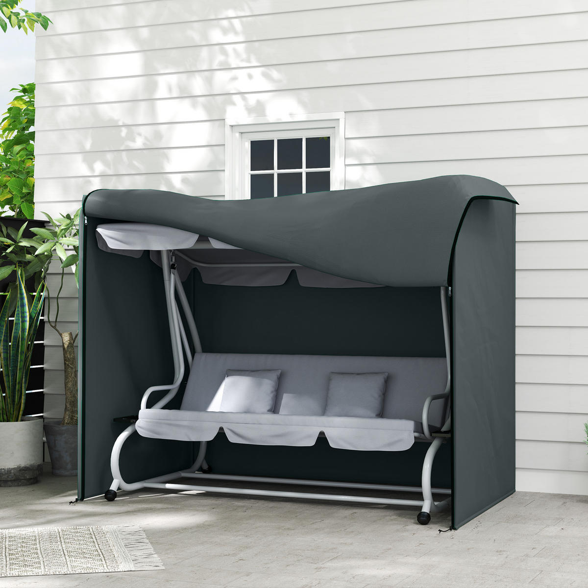 HOLLYWOODSCHAUKEL-ABDECKUNG Oxford Grau - Grau, Textil (125/172/220cm) - Outsunny