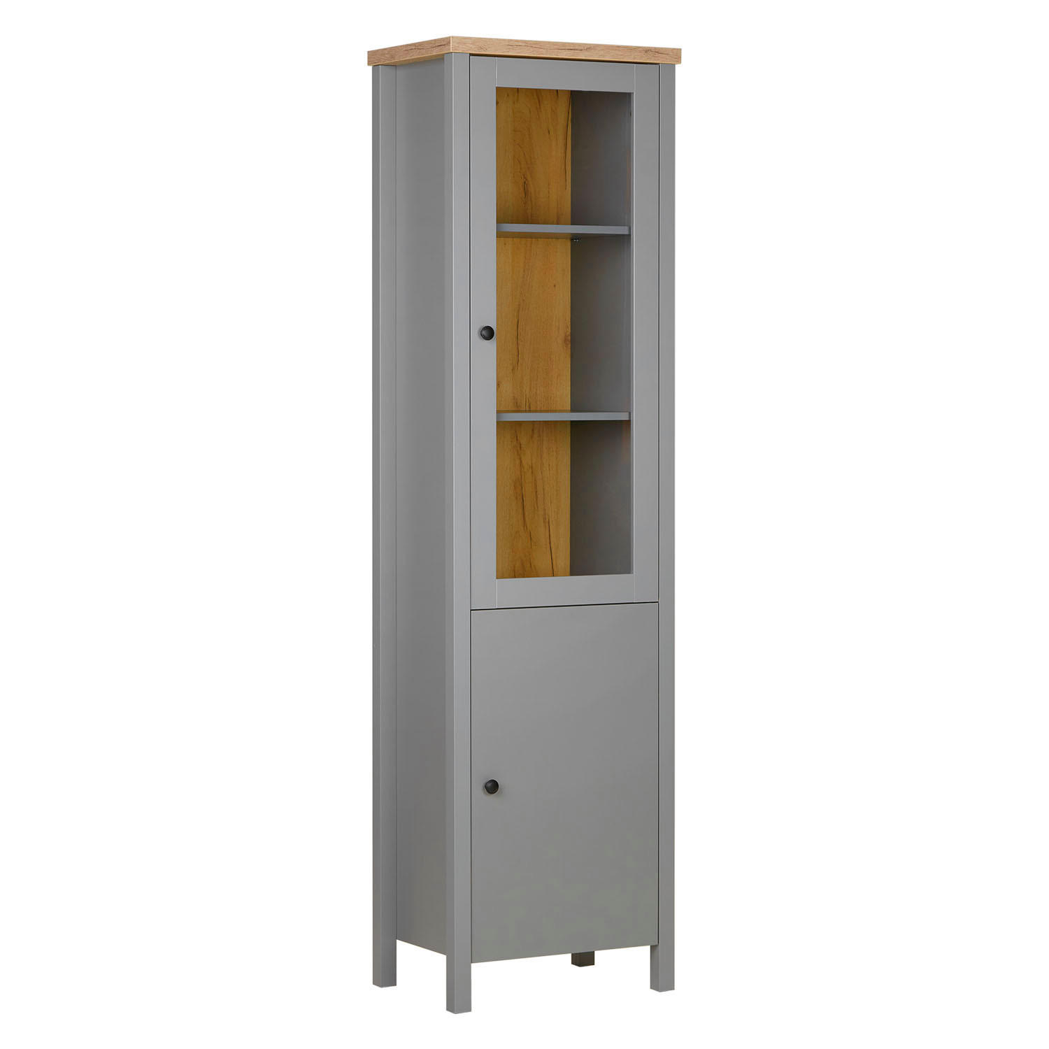 Homestyle4u Vitrine Grau 55x200x38 cm