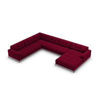 PANORAMASOFA links Mamaia aus Samt rot 7 Sitzplätze - Rot, Textil (256/75/327cm) - Micadoni