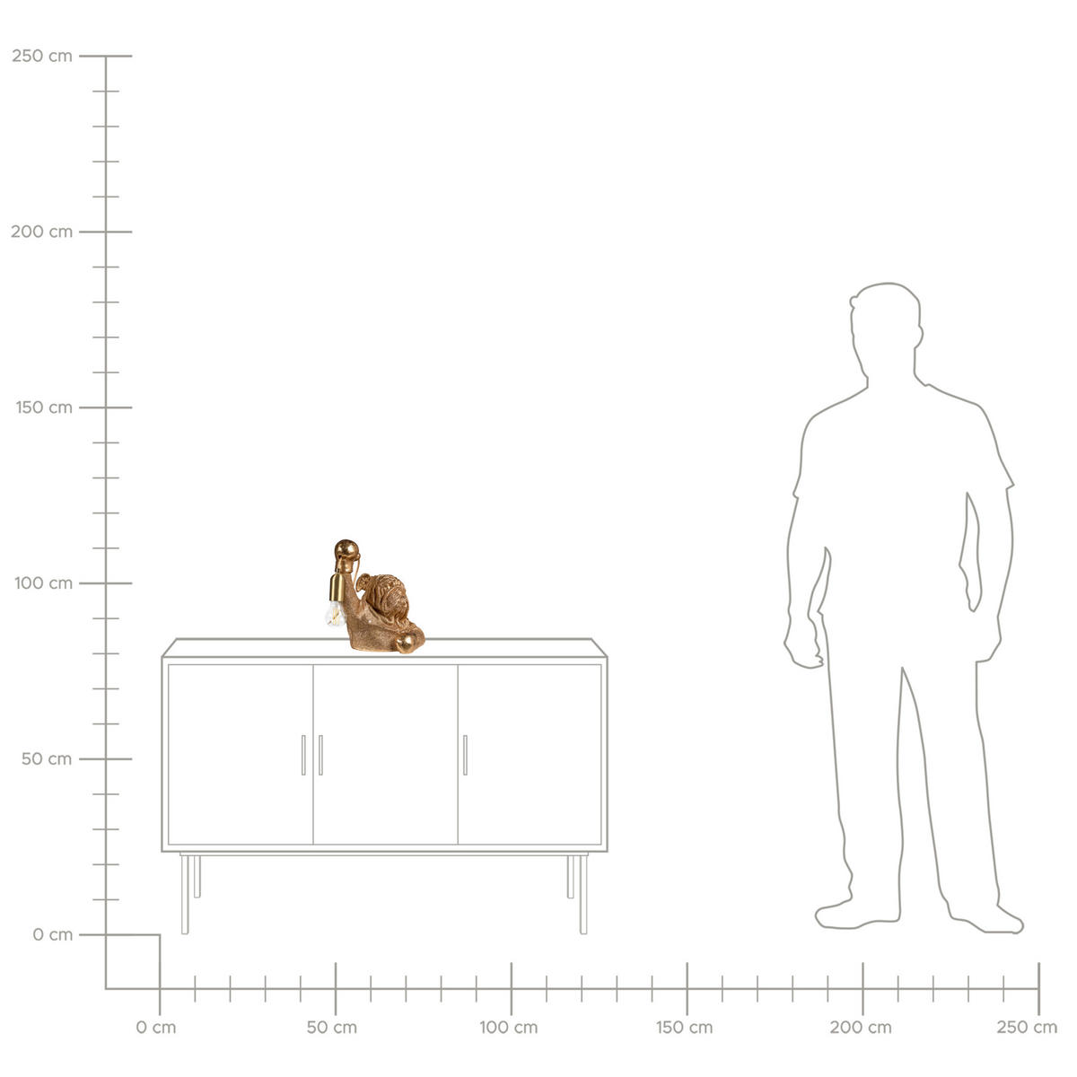 TISCHLAMPE Hund Gold Mike - Messingfarben/Goldfarben, Kunststoff (22/27/31cm) - Beliani