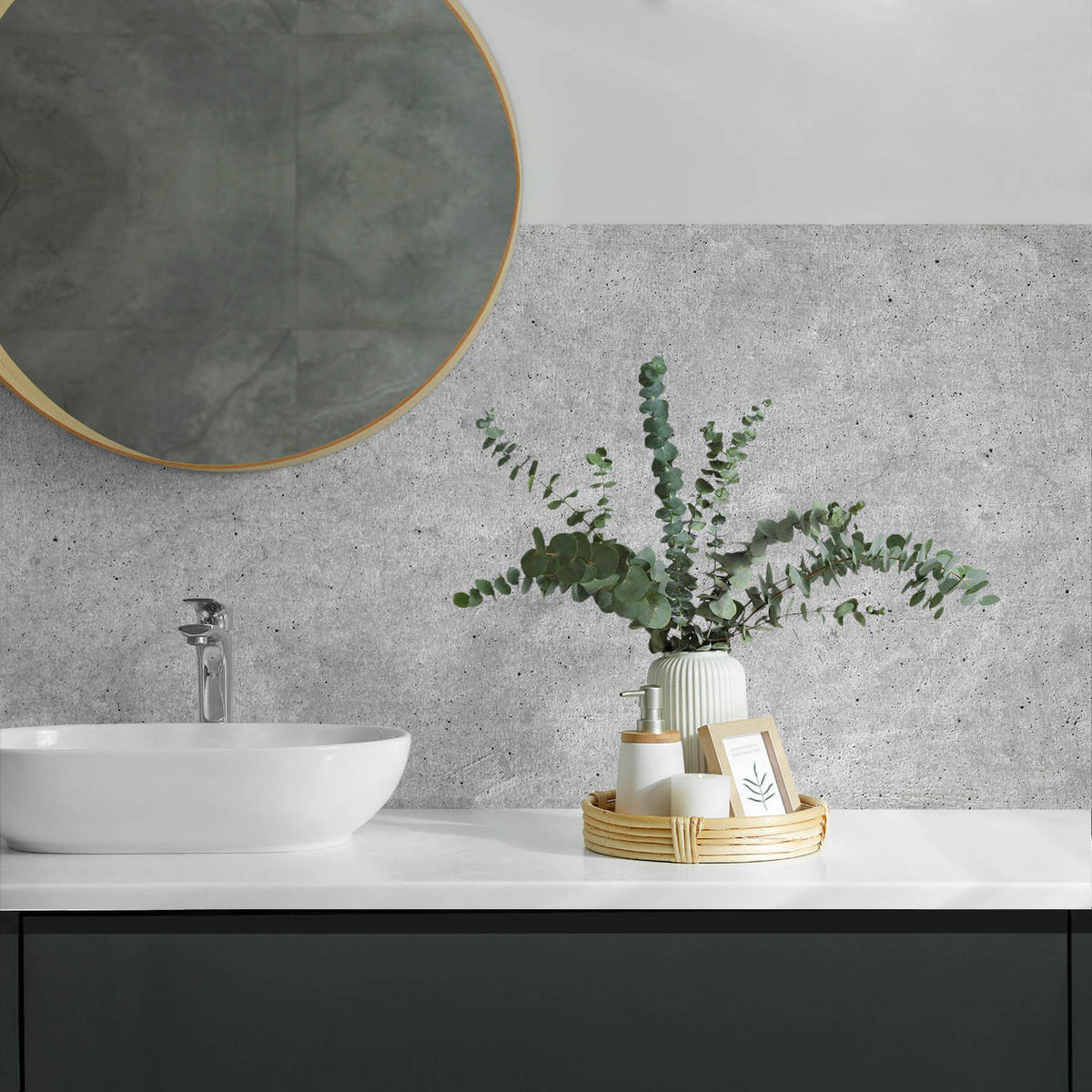 WANDPANEEL 120x60 cm selbstklebend Cemento - Graphitfarben, Kunststoff (60/1.6/120cm) - Wallfluent