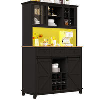 BUFFET 105/180/38,4 cm Schwarz aus MDF mit LED-Beleuchtung - Schwarz, Holzwerkstoff (38.4/180/105cm) - OKMYHOME