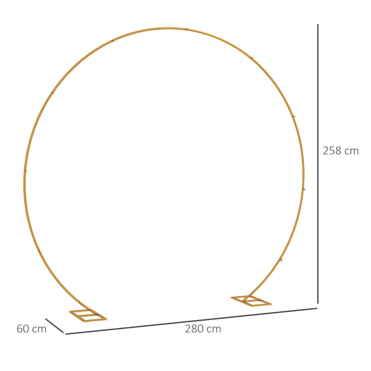 ROSENBOGEN DE-18319 280/60/258 cm, für Hochzeit & Events Gold - Goldfarben, Metall (280/258/60cm) - ComfortXL