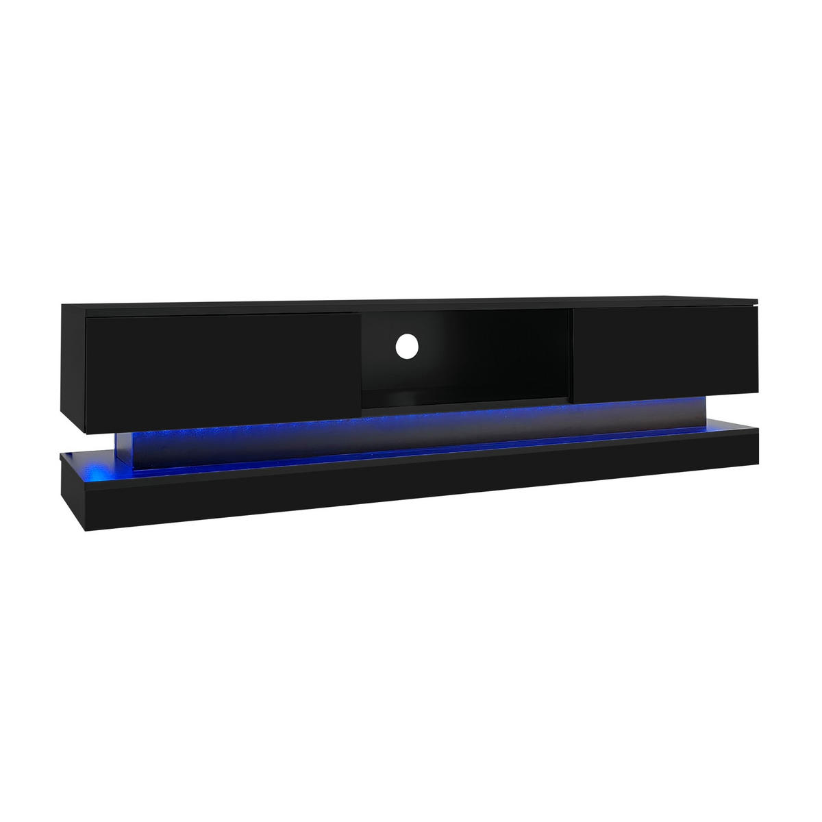 TV-SCHRANK 160/35/40,5 cm schwarz Hochglanz mit LED-Beleuchtung 2 Schubladen Anti-Kipp-Design - Schwarz, Holzwerkstoff (160/40.5/35cm) - OKWISH