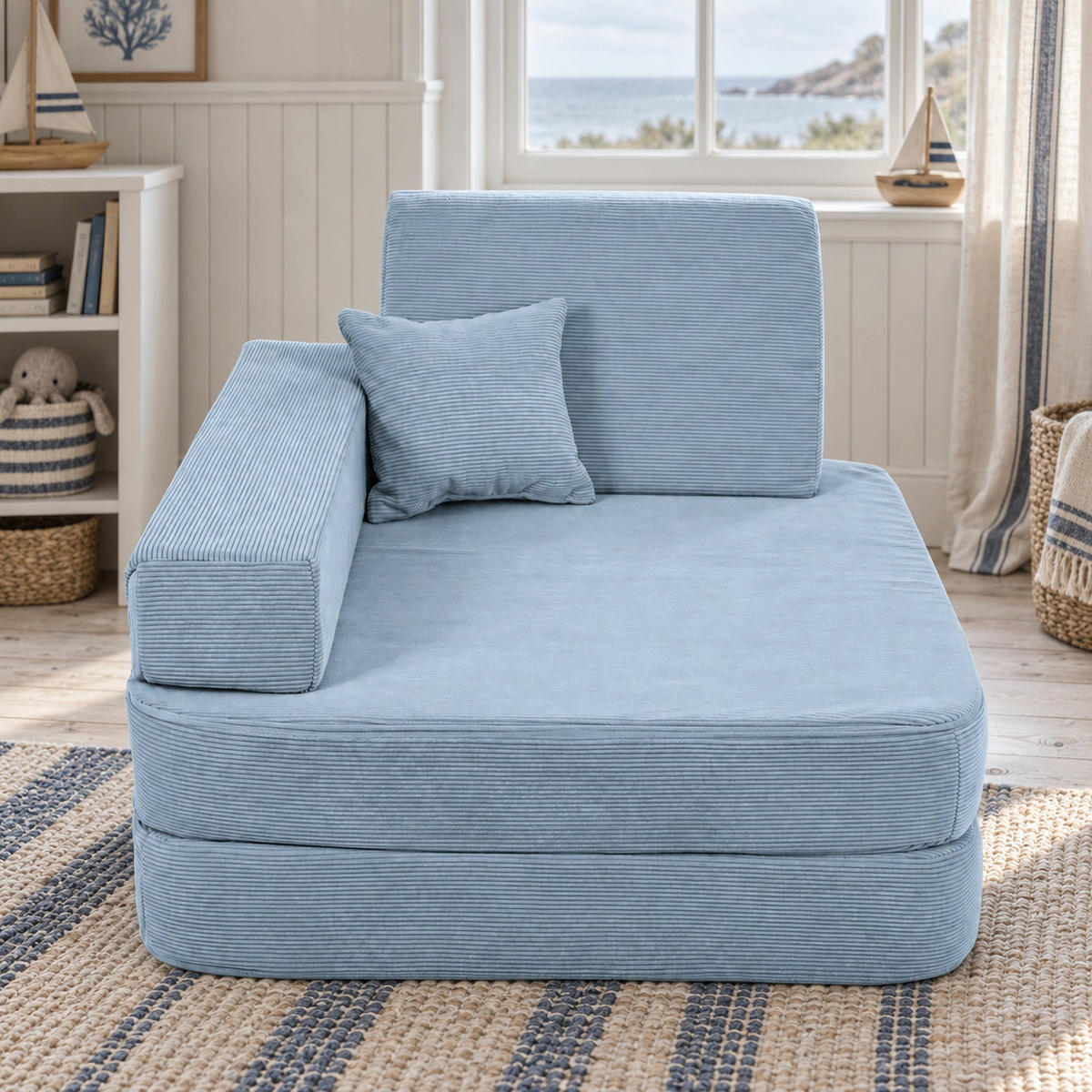 KINDERSESSEL Cordsamt Türkis - Blau, Textil (80/24/80cm) - AngeLove