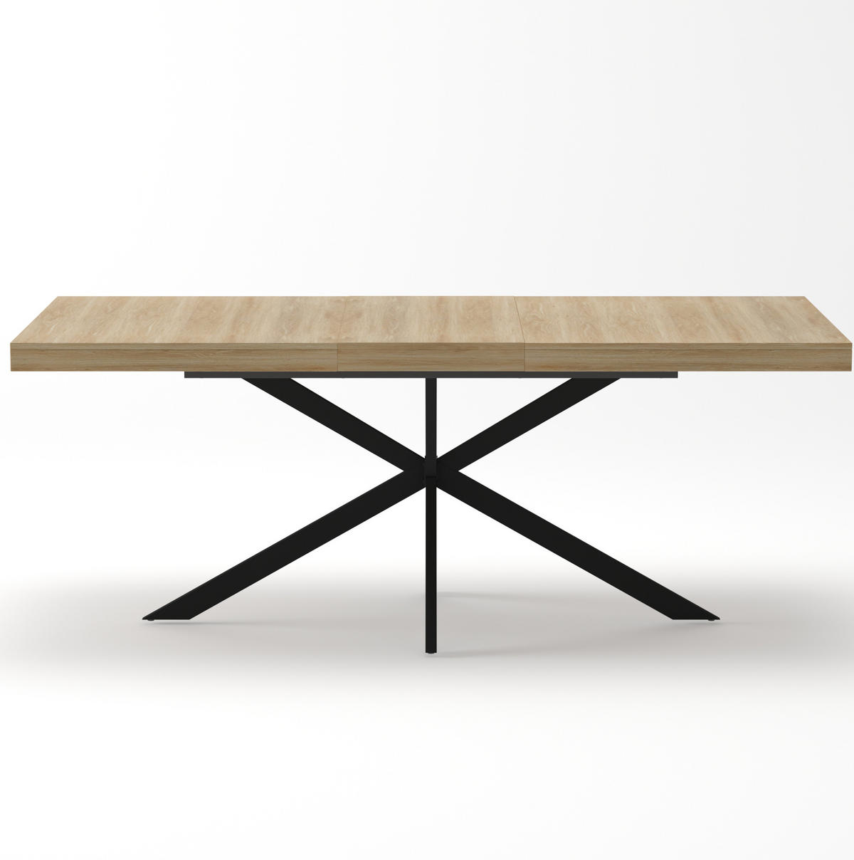 ESSTISCH ausziehbar 140-180 x 80 cm mit Stauraum MDF Metall Natur - Braun, Metall (160/80/76cm) - Meubliv