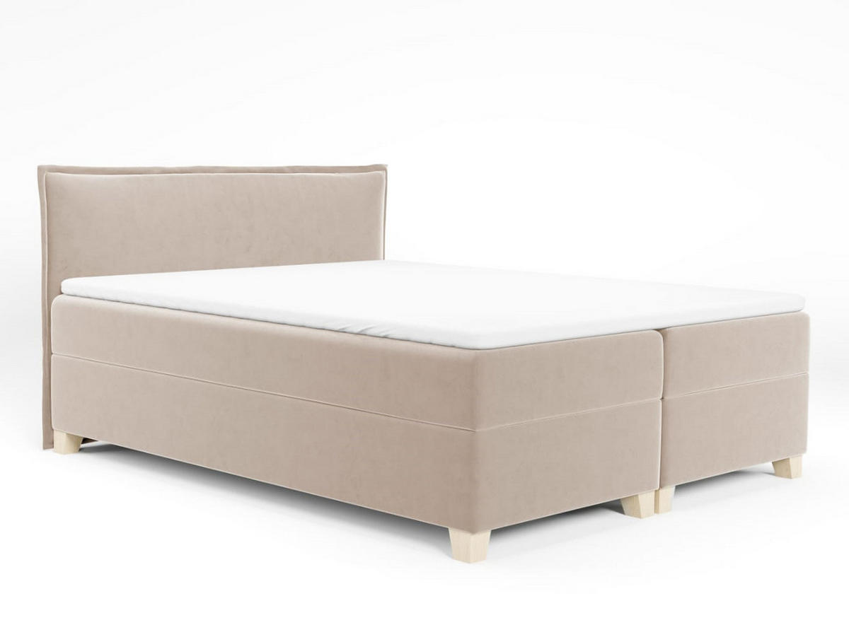 BOXBETT Fren - 140x200 - beige (Paros 02, Velvet) - Beige, Holz/Holzwerkstoff (140/200cm) - Sofnet