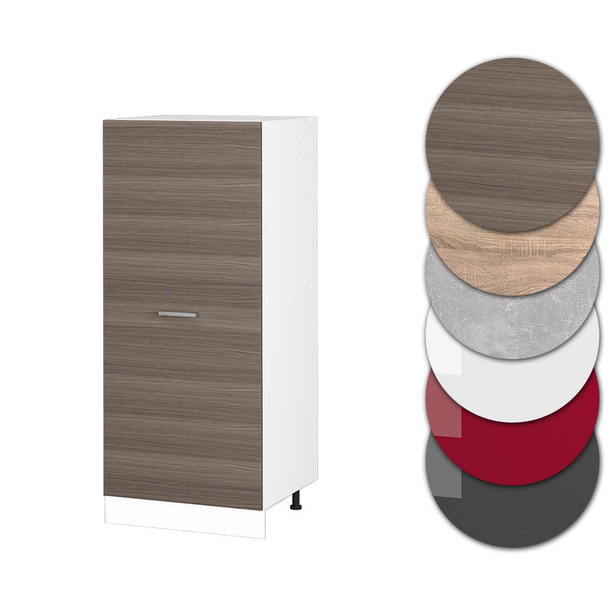 HOCHSCHRANK R-Line Edelgrau 60 cm - Weiß/Braun, Holzwerkstoff (60/143/57cm) - Vicco