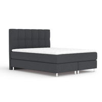 BOXSPRINGBETT Elisio Schwarz 160/200 cm mit Latex-Topper - Silberfarben/Schwarz, Holz/Holzwerkstoff (160/200cm) - Maison de Reve