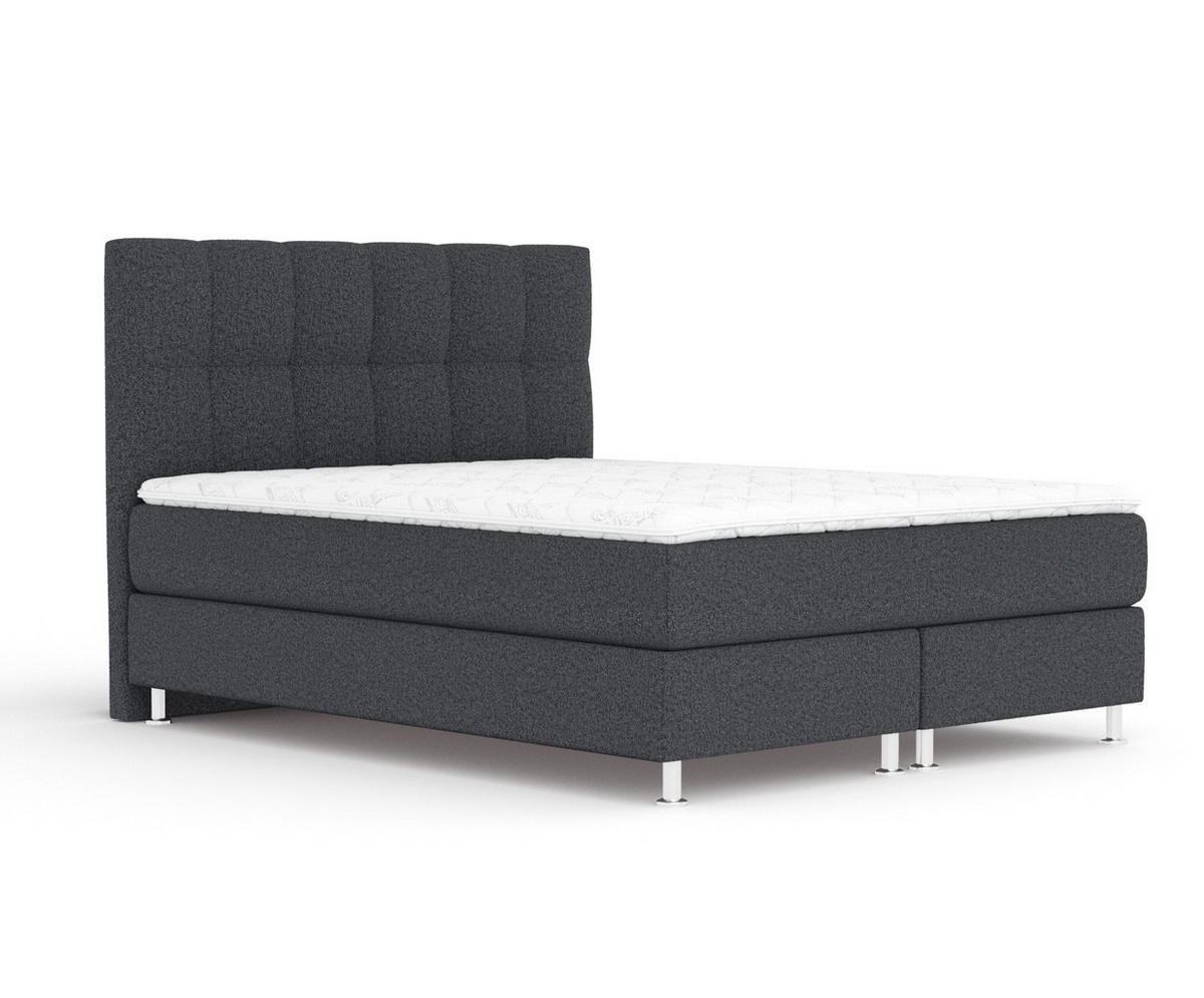 BOXSPRINGBETT Elisio Schwarz 160/200 cm mit Latex-Topper - Silberfarben/Schwarz, Holz/Holzwerkstoff (160/200cm) - Maison de Reve