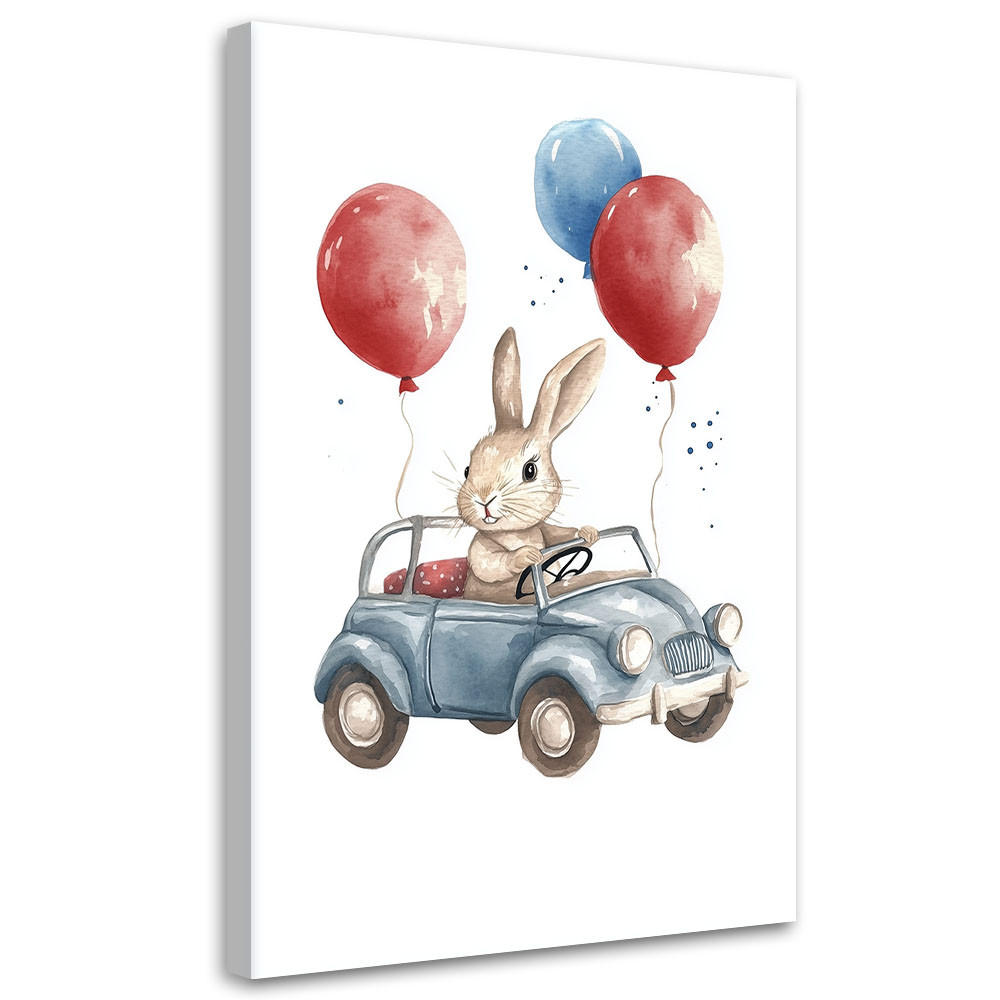 LEINWANDBILD Hasen-Autoballons 70x100cm - Multicolor, Textil (70/100cm) - Feeby