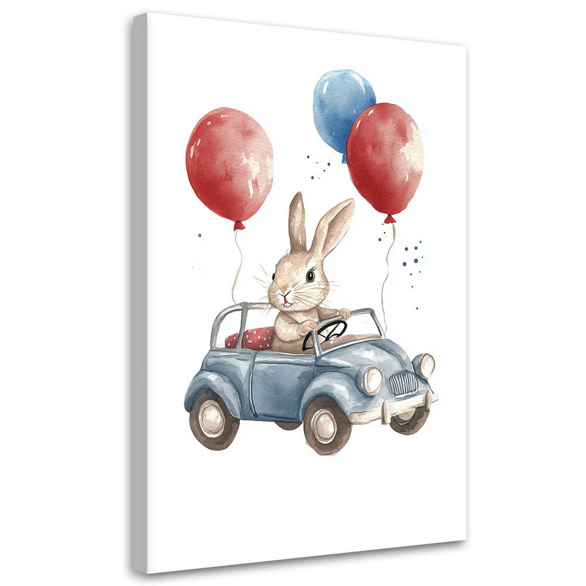 WANDBILD für Kinderzimmer Hasen Autoballons 40x60cm - Multicolor, Textil (40/60cm) - Feeby