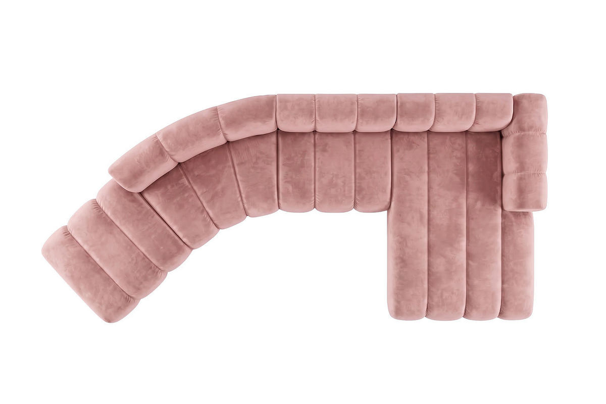 ECKSOFA Modulares In L-Form, Velvet-Stoff Riviera, Hellrosa, Rechts, GRAND Round - Hellrosa, Holz (445/179cm) - Kaiser Möbel