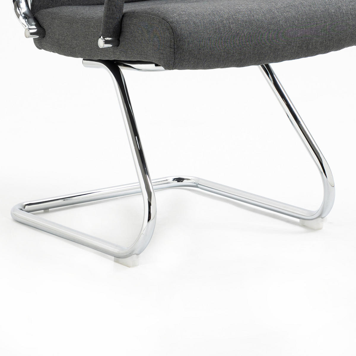 BESUCHERSTUHL OFFICE COMFORT 2er Set LB Stoff Dunkelgrau - Dunkelgrau/Silberfarben, Textil/Metall (56/94/64cm) - SVITA