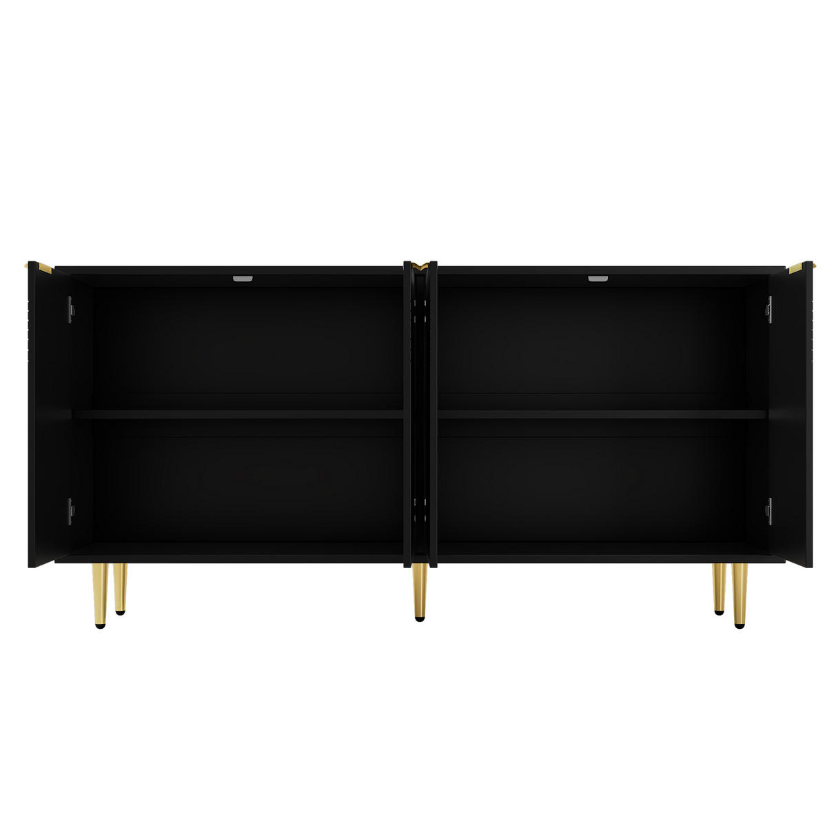 SIDEBOARD 160/40/80 cm Schwarz aus MDF und Spanplatte mit 4 Türen - Schwarz, Holzwerkstoff (40/80/160cm) - OKMYHOME