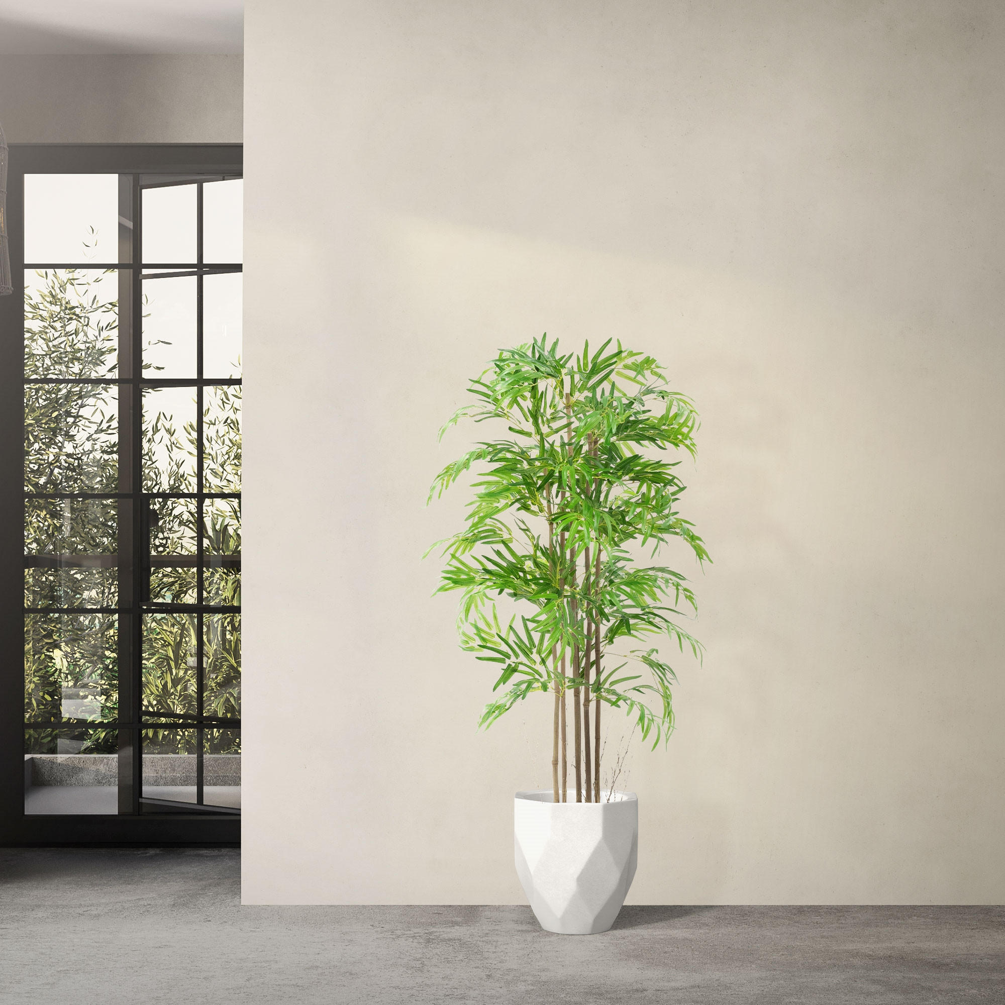 KUNSTPFLANZE Bambus - Anthrazit/Grün, Holz/Kunststoff (150cm) - ML-DESIGN