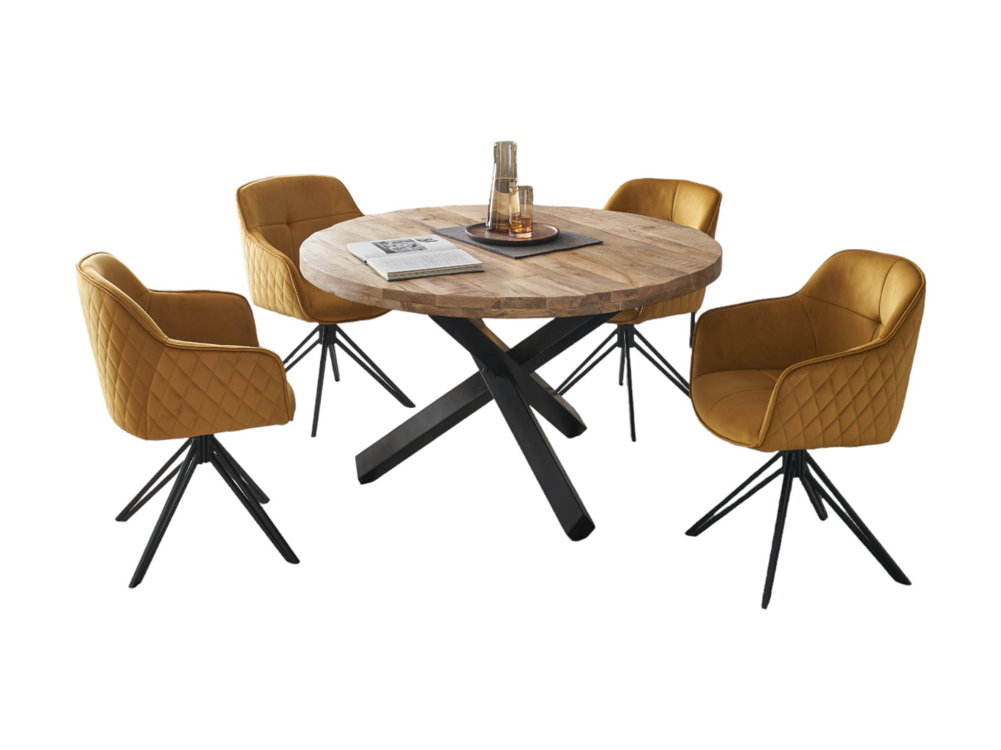 TISCHGRUPPE Set, Esstisch mit 4 Stühlen gold - Goldfarben, Holz (130/77/130cm) - moebel dich auf