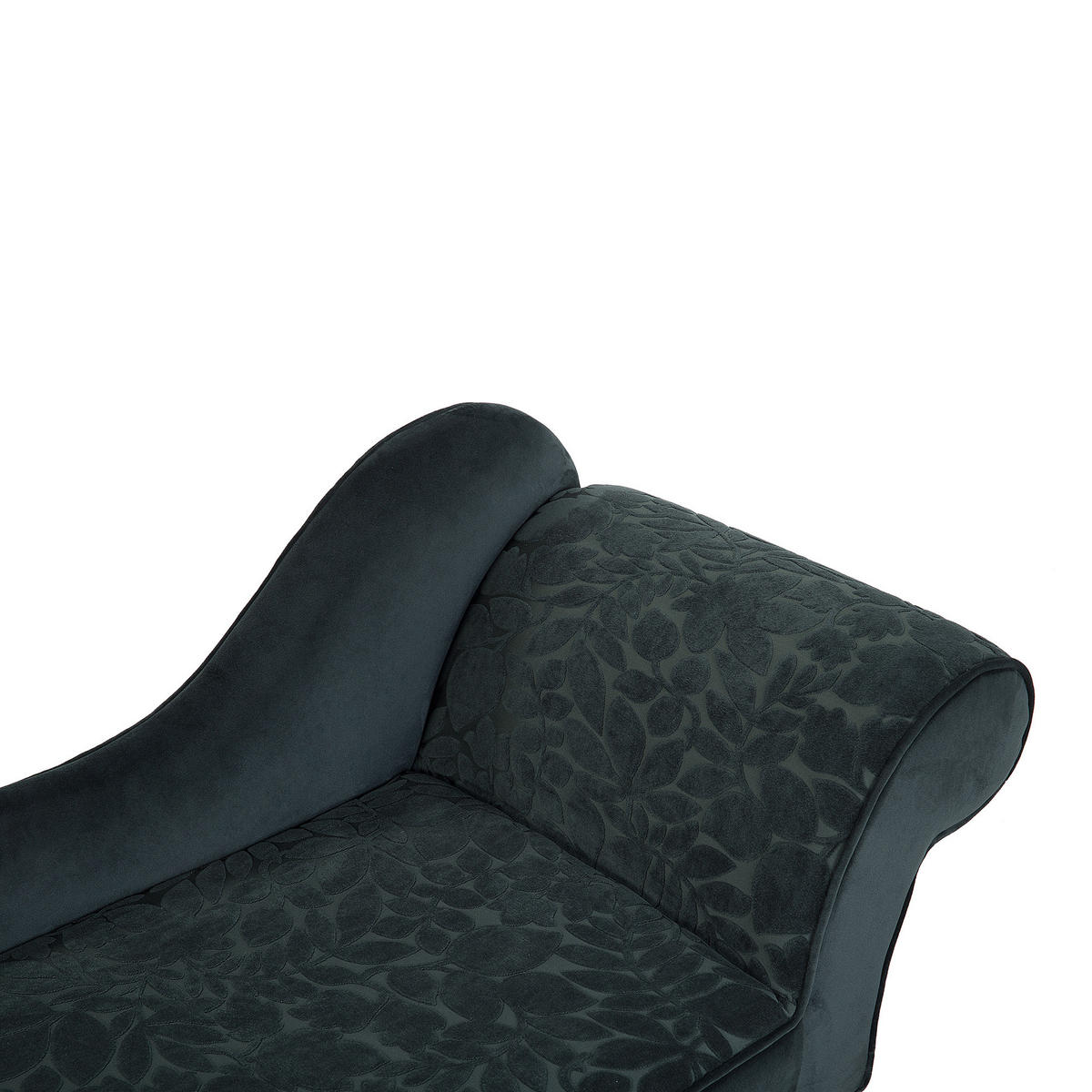 CHAISELONGUE Samtstoff dunkelgrün Blättermuster rechtsseitig Biarritz - Grün, Textil (116/77/56cm) - Beliani