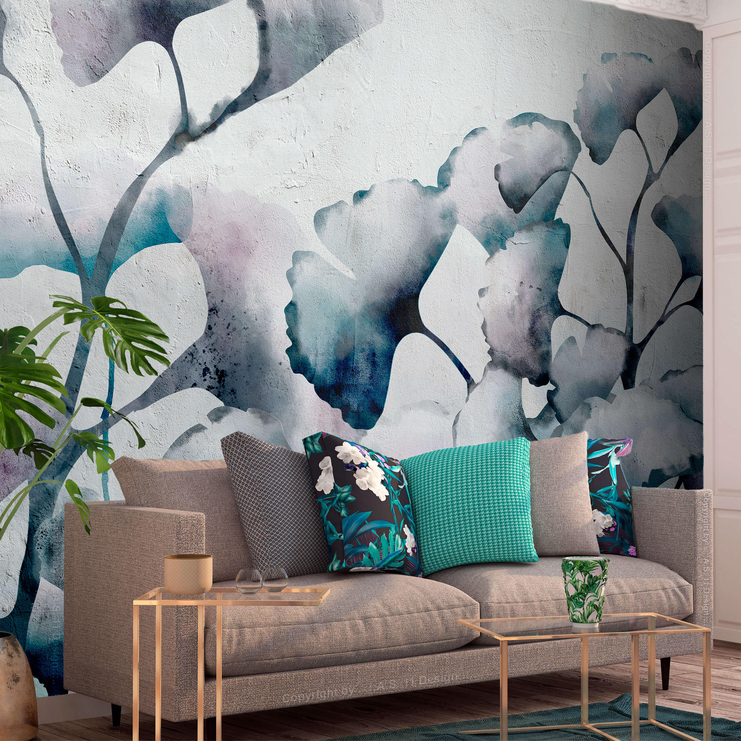 SELBSTKLEBENDE FOTOTAPETE 196/140 cm - Blau/Pink, Kunststoff/Textil (196/1cm) - KUNSTLOFT