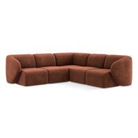 ECKSOFA Chenille Stoff Orange - Terracotta/Schwarz, Holzwerkstoff/Kunststoff (251/251cm) - Makamii