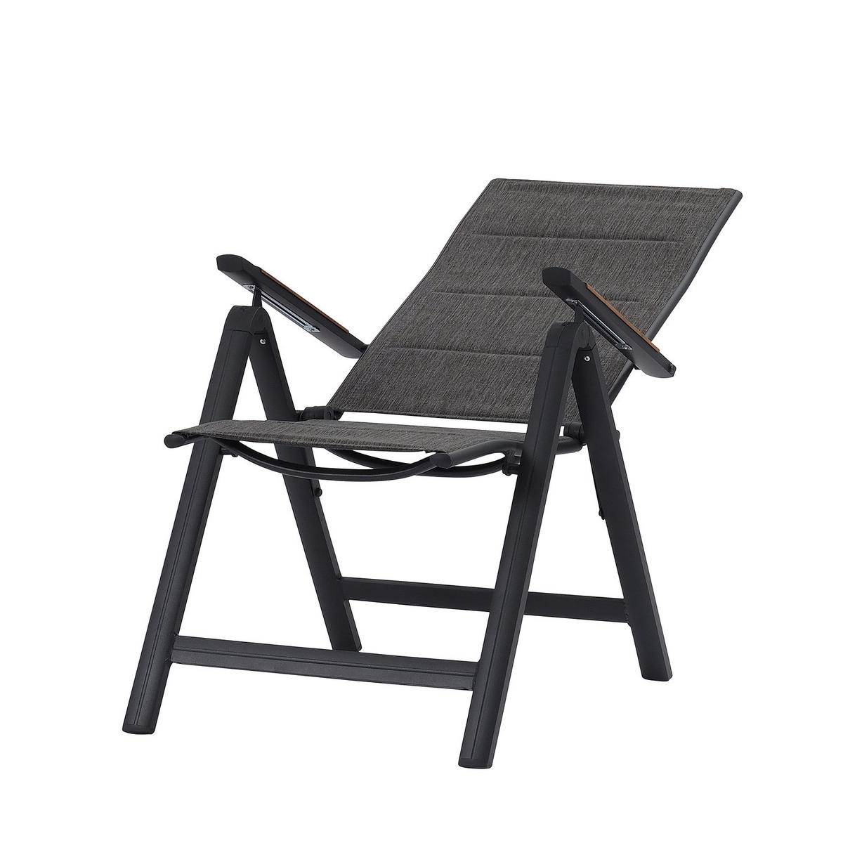 KLAPPSTUHL - Aluminium / Mischgewebe - Anthrazit - 2er-Set - Anthrazit, Textil/Metall (57/108/70cm) - home24