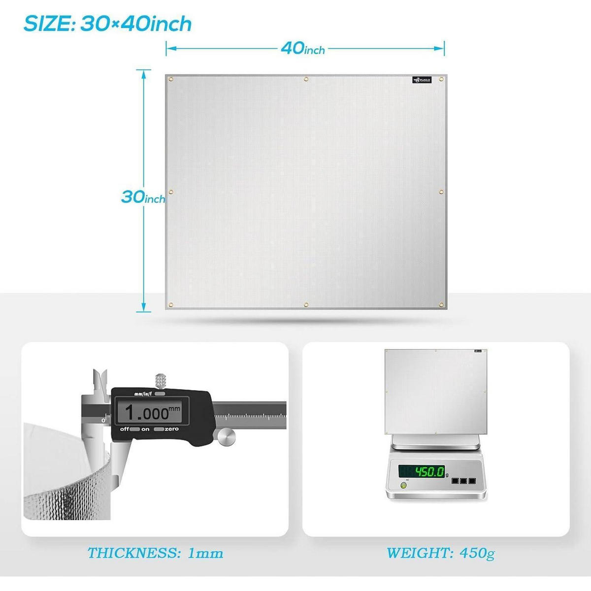 HITZESCHUTZMATTE Aluminium 76 x 100 cm - Weiß, Metall (121.9/0.1/101.6cm)