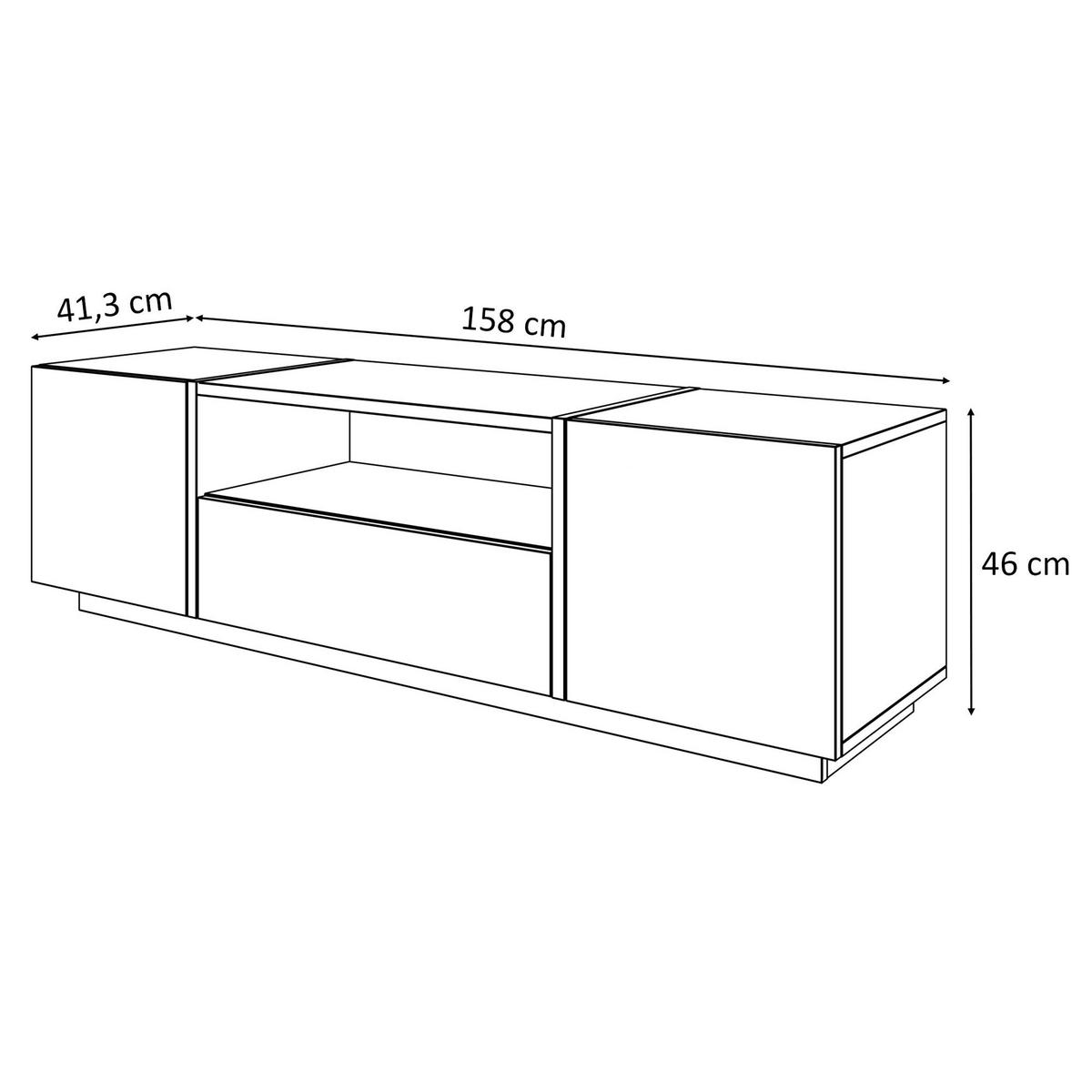 TV-ELEMENT ONYX HOCHGLANZ 158 CM PUSH OPEN - Schwarz, Holzwerkstoff (158/46/41.3cm) - Lookway