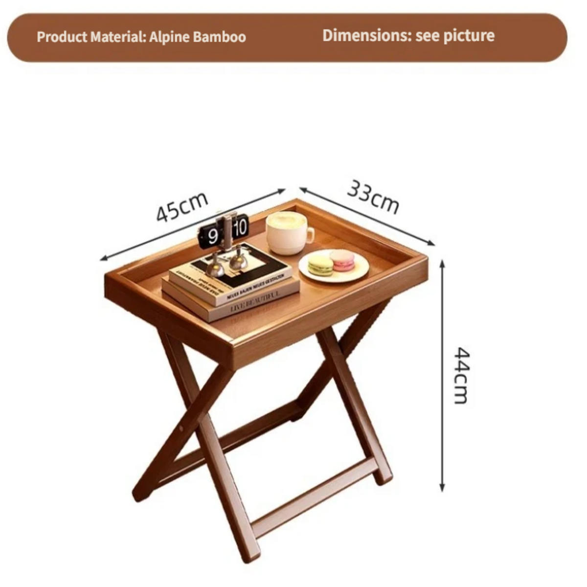 GARTENBEISTELLTISCH , Hochgebirgs-Nan-Bambus , Klappbares Modell , 45 × 33 × 44 cm - Braun, Holz (45/33/44cm) - Weltevree