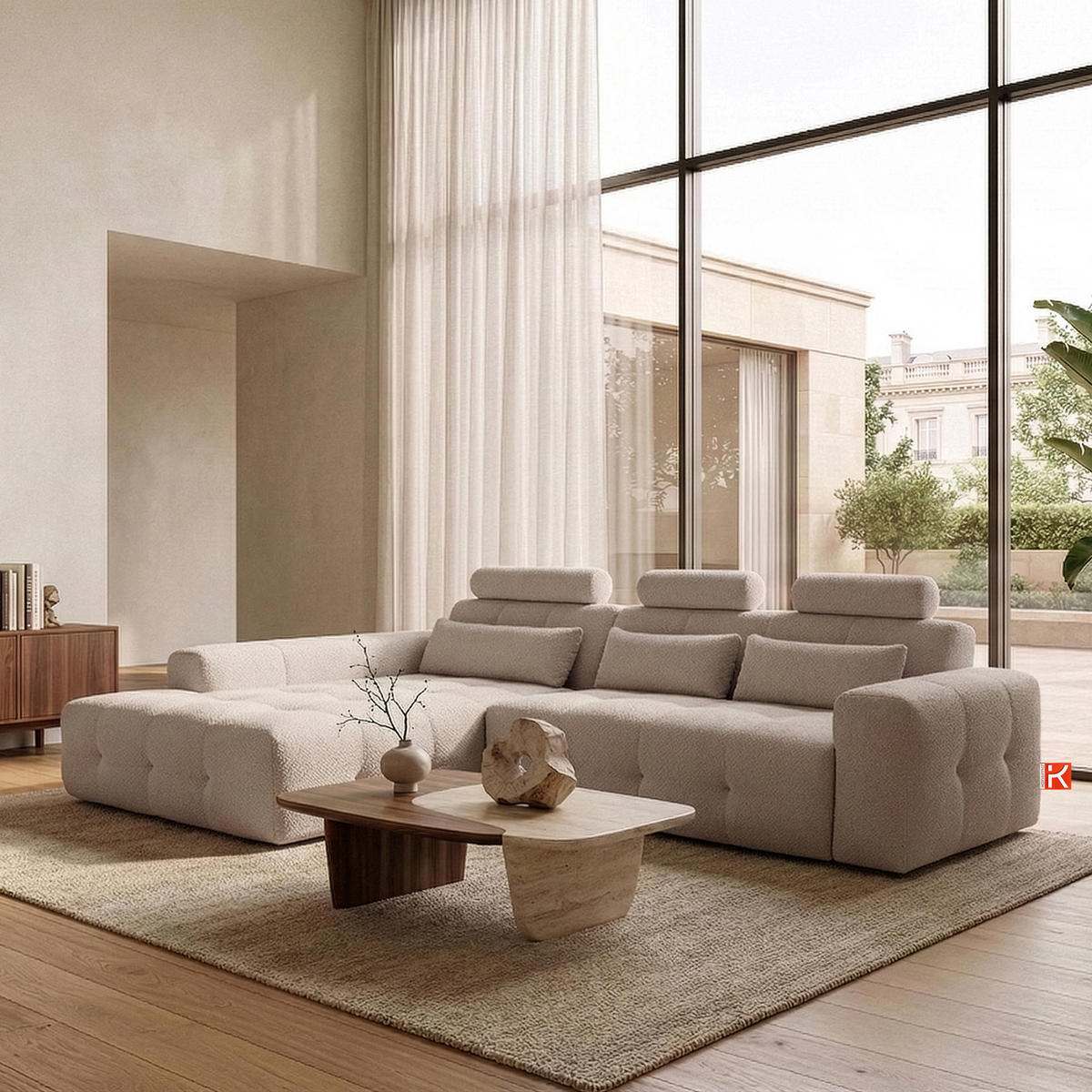 ECKSOFA LINKS ALIGRA, Hellbraun - Hellbraun, Holz/Holzwerkstoff (290/191cm) - KONSIMO®