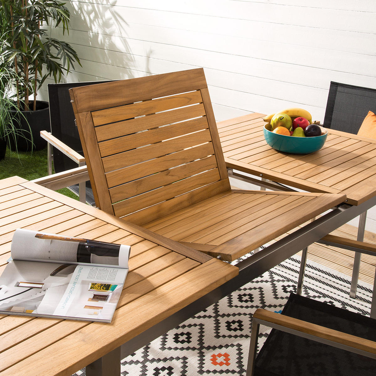 GARTENTISCH - Teak massiv / Edelstahl - Ausziehfunktion - Silberfarben/Braun, Holz/Metall (90/150/75cm) - home24