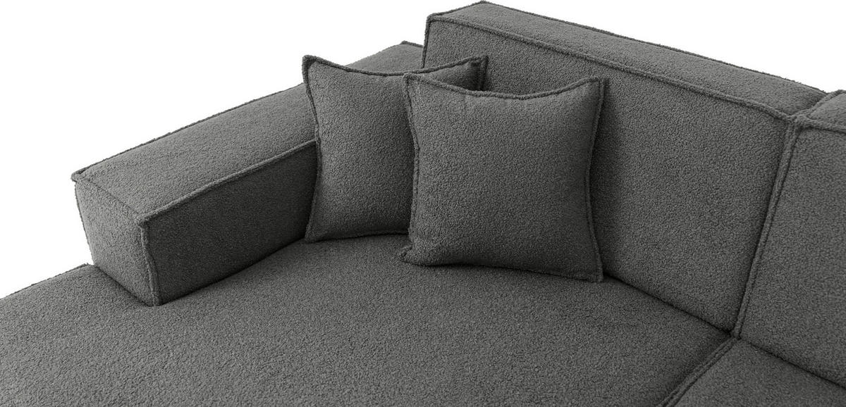 ECKSOFA Hana Loft 3-Sitzer Ecke Links, Boucle, Grau 241/80/168 cm - Schwarz/Grau, Textil/Metall (241/168cm) - WFL GROUP