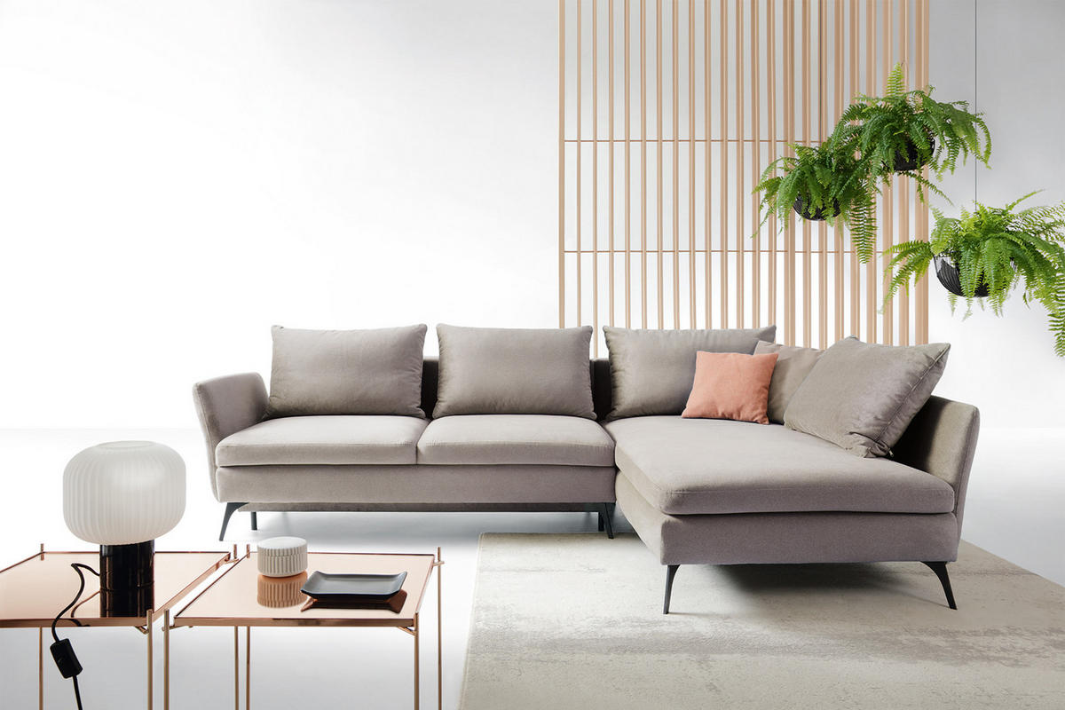 ECKSOFA Demisbal Hellgrau mit Bettkasten - Hellgrau, Textil (282/182cm) - Selsey
