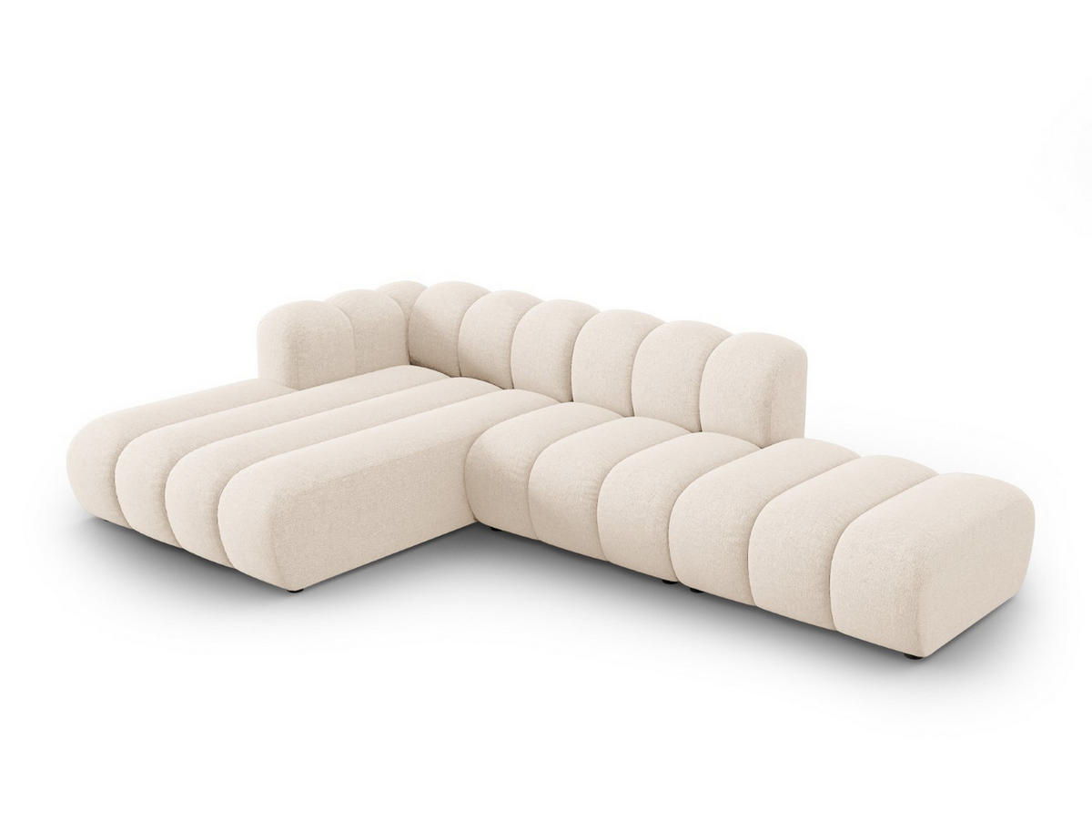 ECKSOFA modular links Lupine aus Chenille-Stoff leichtes beige 5 Sitzplätze - Creme, Textil (177/299cm) - Micadoni