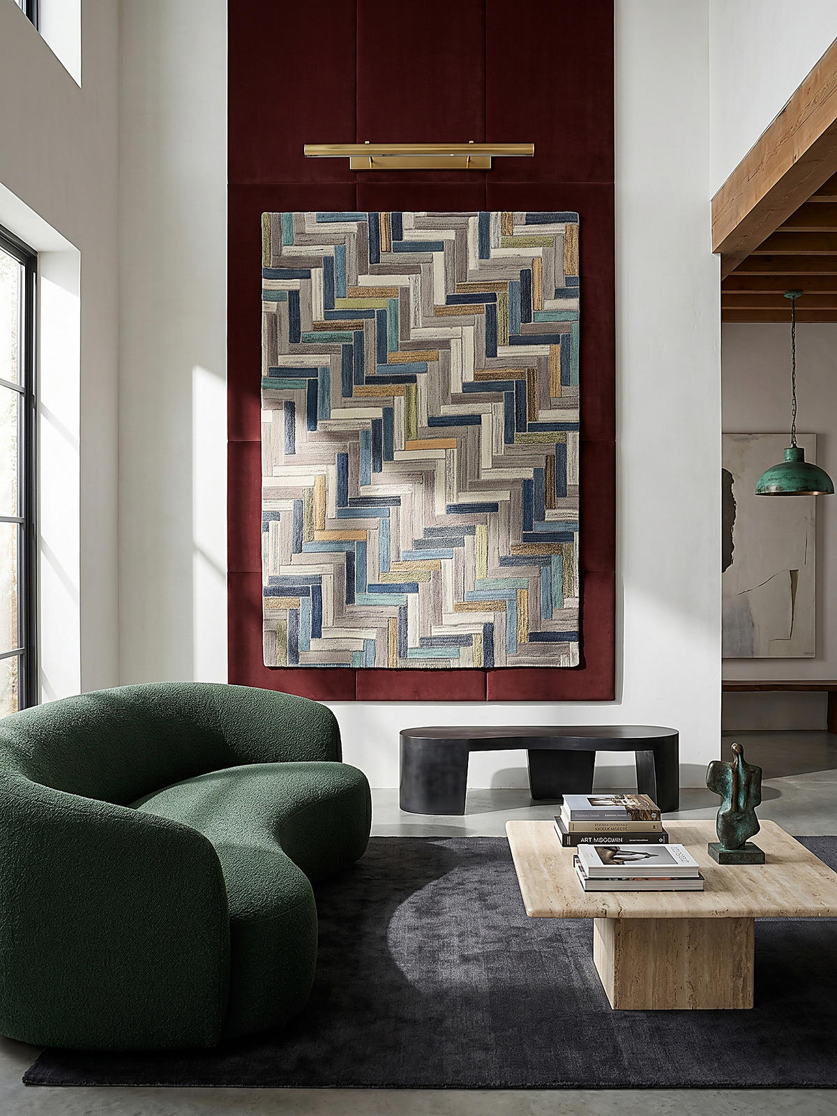 WOLLTEPPICH Mosaik-Design mehrfarbig ESK FINN - Blau, Textil (230/160cm) - KADIMA DESIGN