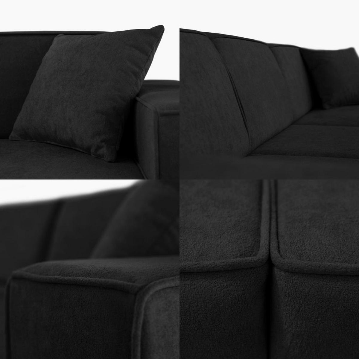 ECKSCHLAFSOFA mit Schlaffunktion Pedro L schwarz rechts - Schwarz, Kunststoff/Textil (267/160cm) - Beautysofa