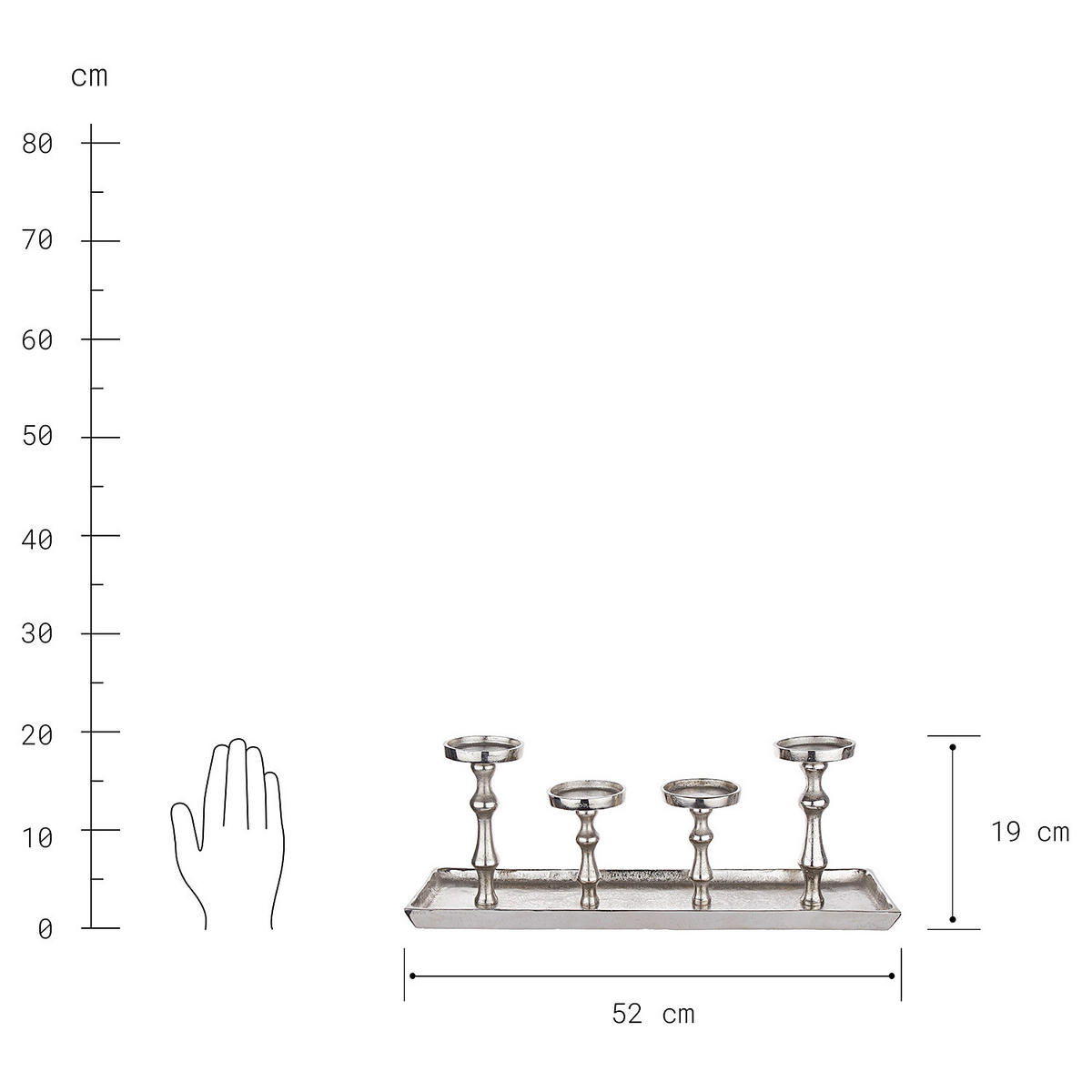 DEKOTABLETT Banquet - Silbereichenfarben, Metall (15cm) - Butlers